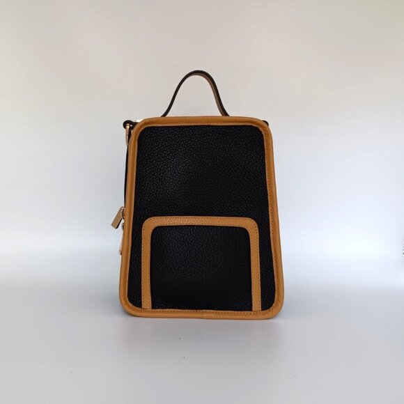 Margherita Mini Backpack Ebony Dark Honey Leather Handbag Luana Italy NWT - Picture 1 of 9